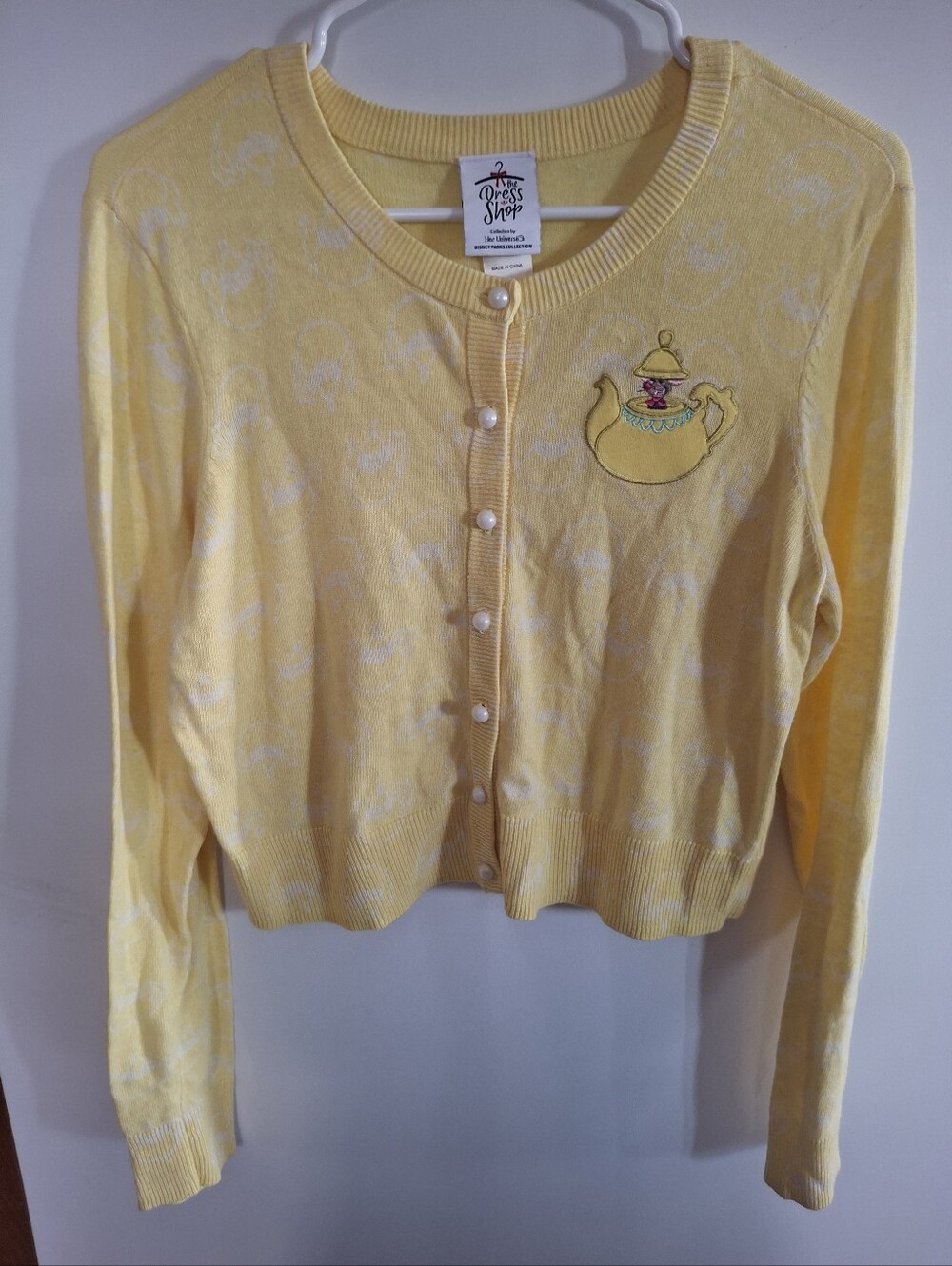 Kid's Yellow Teapot Embroidered Cardigan Sweater
